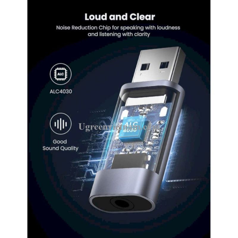 UGREEN 80864 Bộ chuyển đổi âm thanh USB 2.0 sang 3,5mm